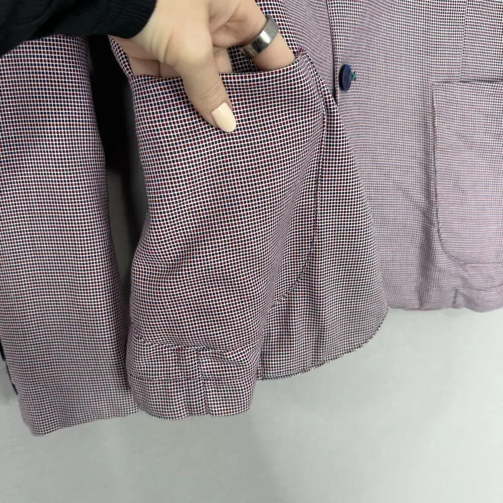 BOB Blazer Jacket Mens IT 50 Blue‎ Check Print Tailored Sport Coat Made in Italy
